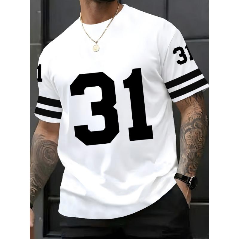 Men'S Casual Sports T-Shirt with a Print Design Featuring The Number 31