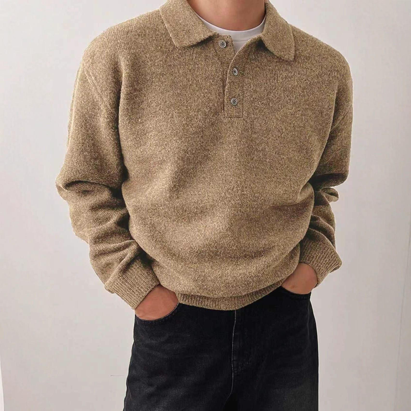 Men s Polo Collar Casual Knit Pullover for Autumn/Winter S