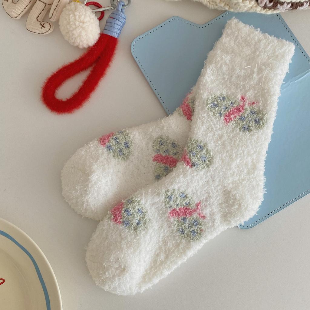 Winter Cute Coral Fleece Socks Plush Thickened Cotton Socks Home Sleep Warm Fluffy Floor Socks