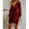 New Sexy Fashion V-neck Sequin Velvet Slim Fit Evening Dress for Women, European American Style Crossbody Party Cocktail Dress
