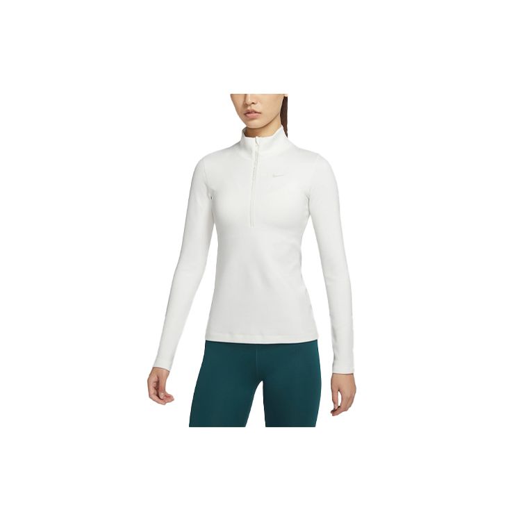 Nike Pro Casual Sports Stand Collar Training Long Sleeve T-Shirt Women Tops White CU4330-133