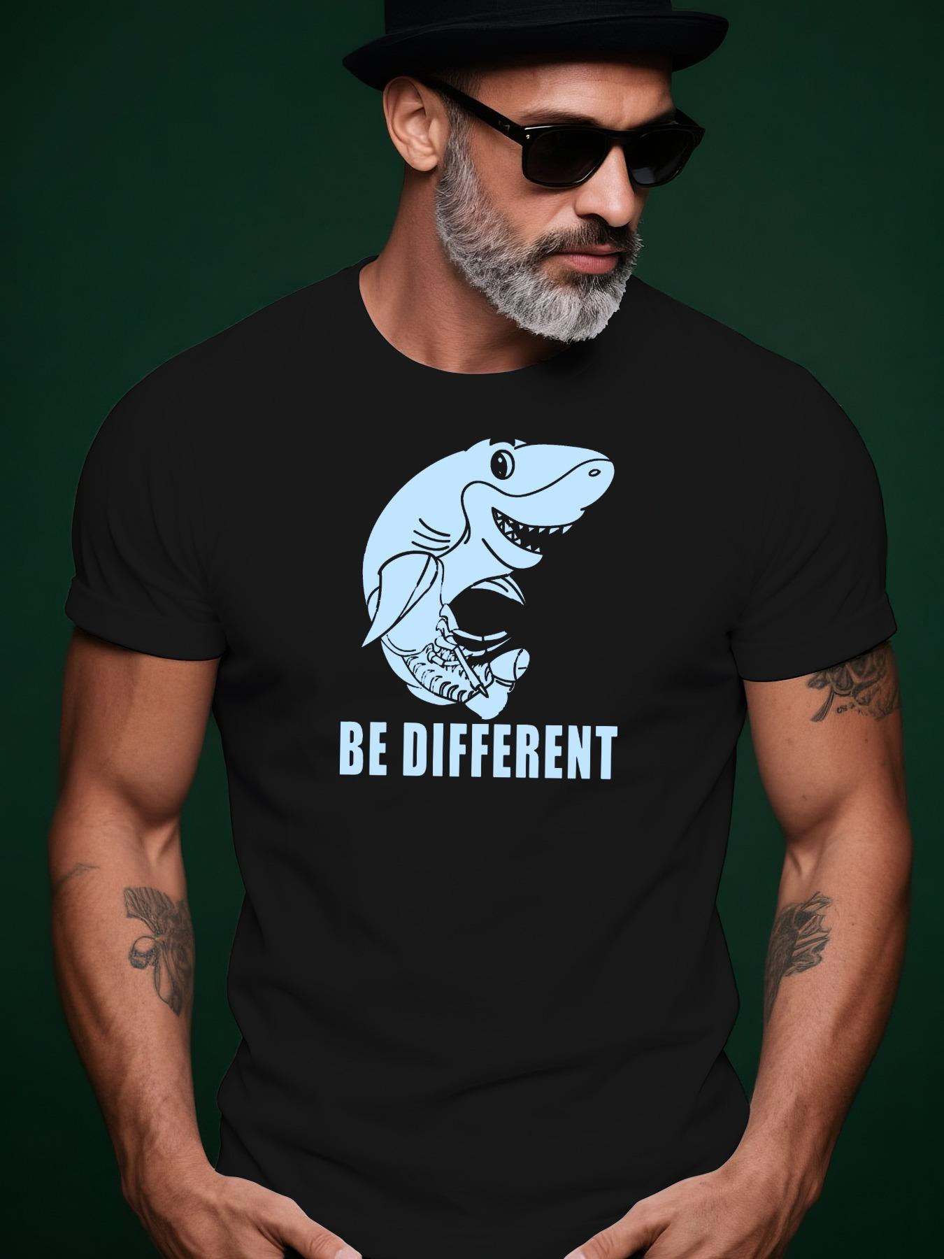 Summer Tshirt with Bold Shark Graphic - Be Different De... XL