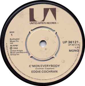 

7inch Record EDDIE COCHRAN - C Mon Everybody UP36121 United Artists 1976 UK Rock Used