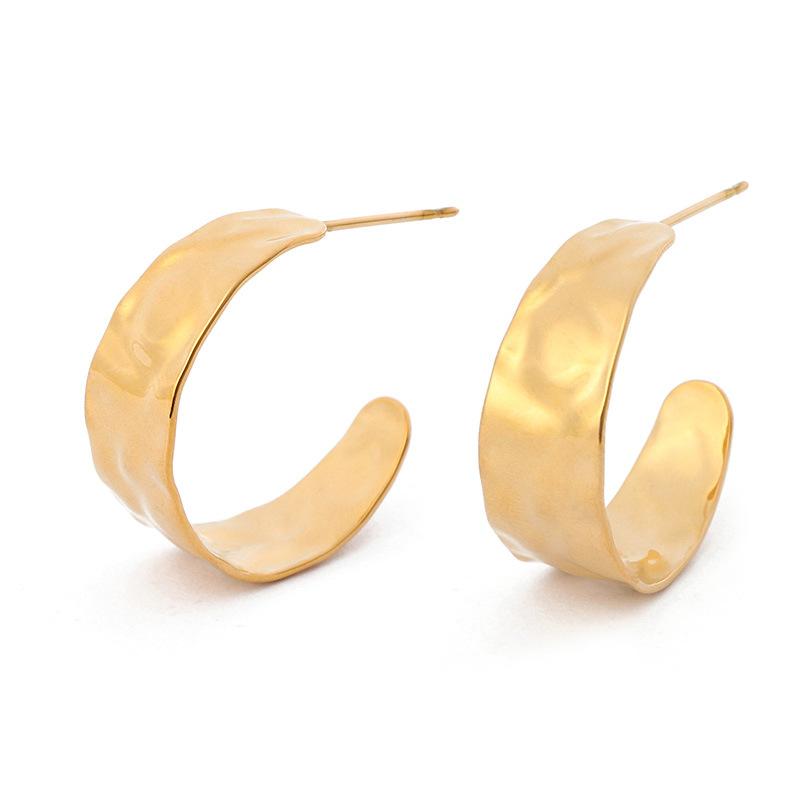 

Стильные натуральные тяжелые промышленные высококачественные женские серьги-гвоздики с индивидуальным дизайном из титановой стали в форме буквы C