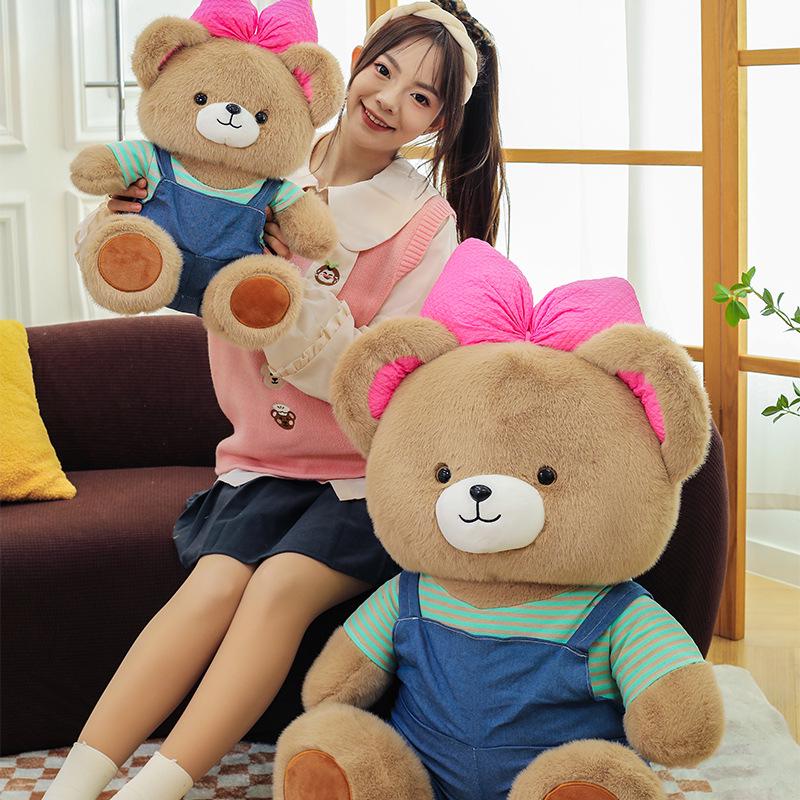 Pink Bow Fifi Bear Plush Doll - Cute Cartoon Animal Toy for Birthdays and Hugs