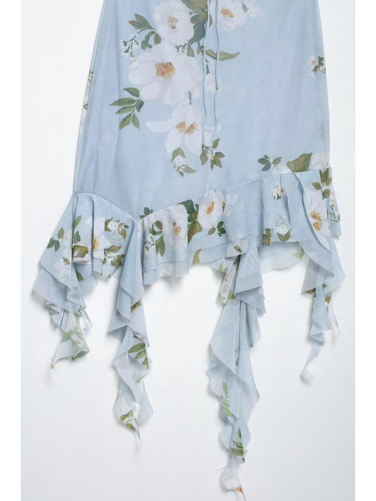 2025 Frühling Damen Europäischer & Amerikanischer Stil Seidendruck Kurzes Kleid