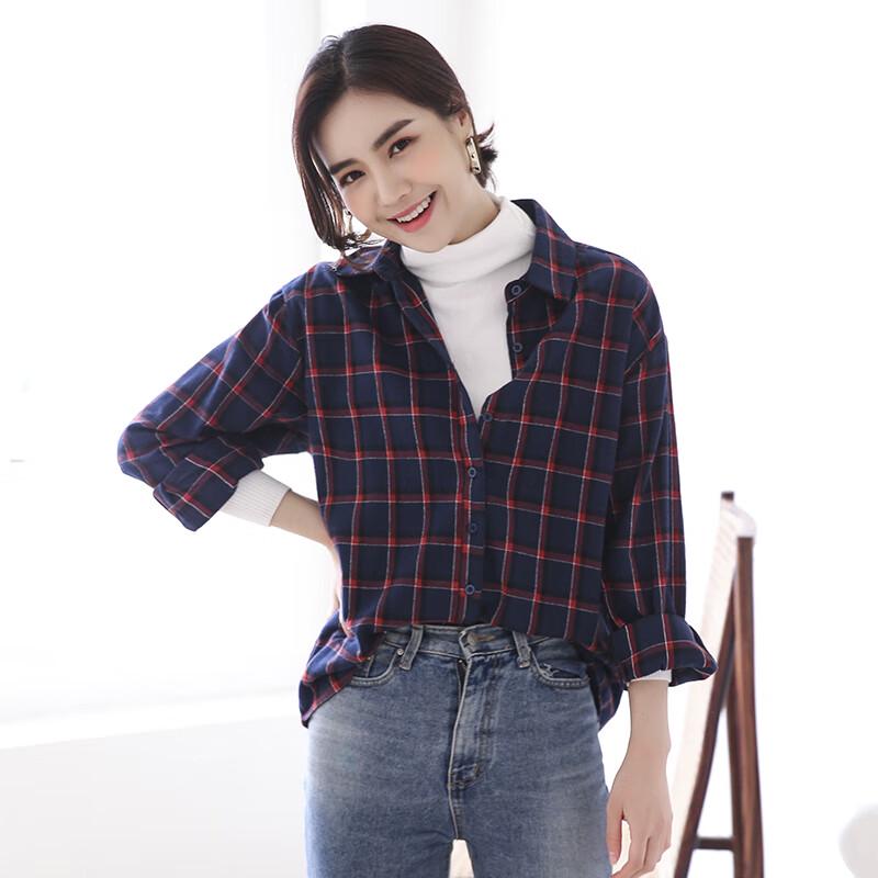 Women s Brushed Plaid Long-Sleeve Shirt Jacket L