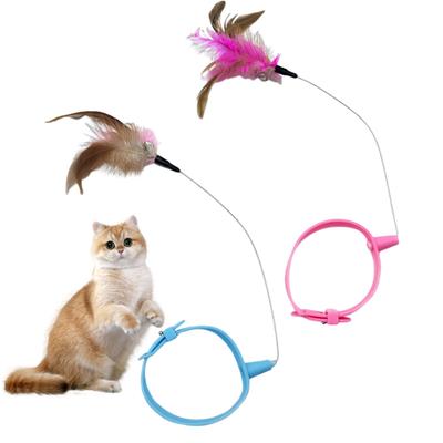 Collier Chat en Silicone Jouet avec Clochette Baguette Amusante Réglable Chats Jouets Interactifs à Plumes Collier Auto-Divertissant Fournitures pour Animaux de Compagnie pour Jouer Toute la Journée