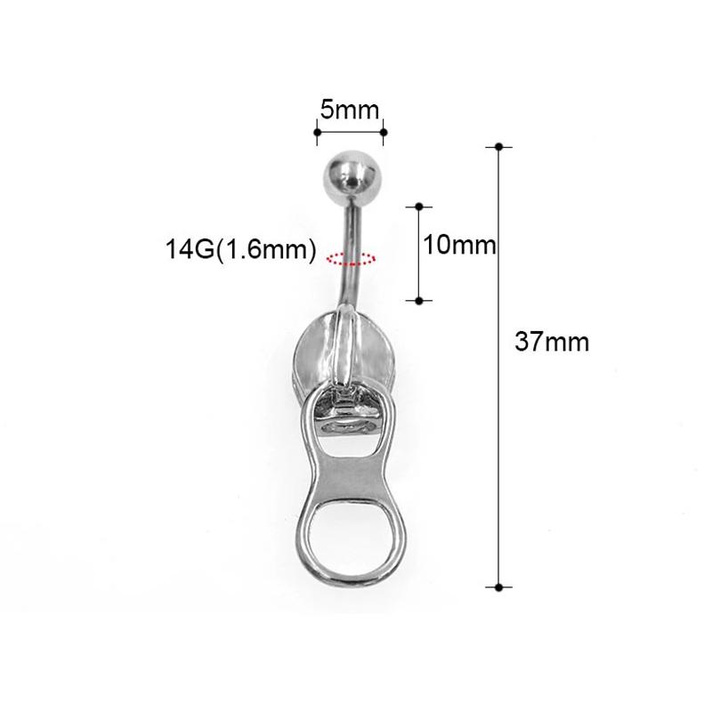 Punkové kroužky do pupíku Nerezová ocel Neht do pupíku Kreativní kroužek do pupíku se zipem Pro ženy Dívky Šperky pro piercing těla Dárky
