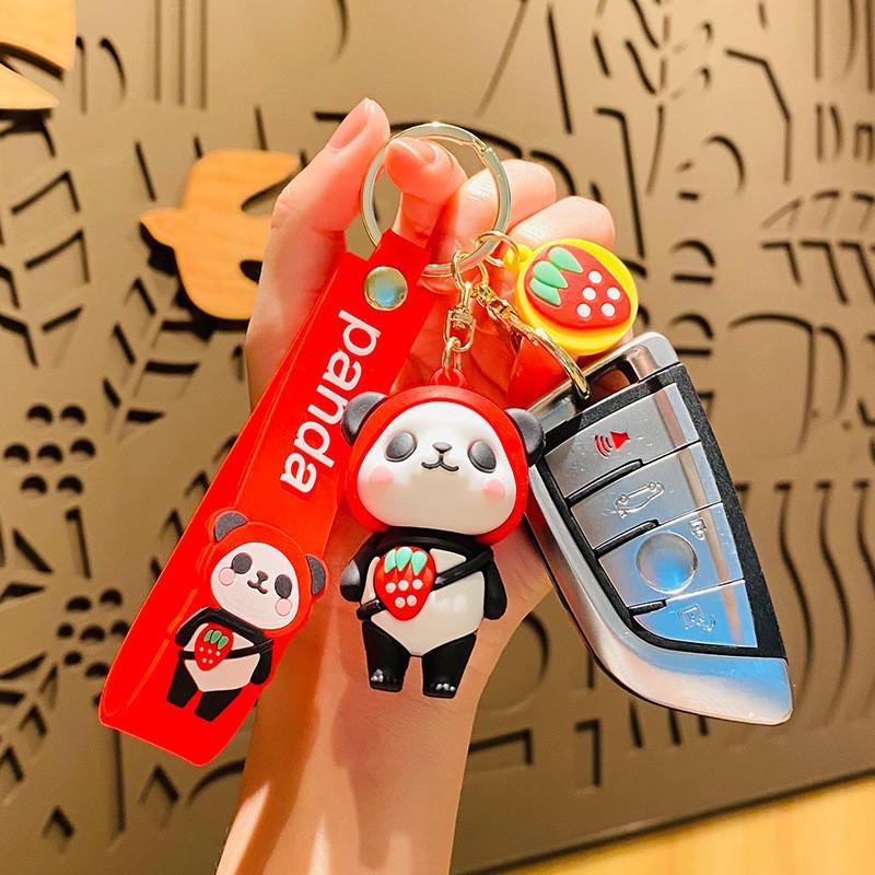 Cute Fruit Panda Keychain Trendy Car Charm Or Backpack Decoration