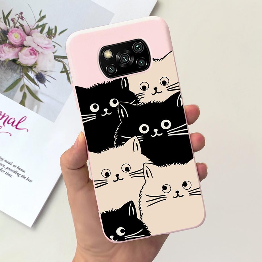 Pro Xiaomi Poco X3 Pro Pouzdro Poco X3 NFC Kryt Květina Roztomilý Kočka Malba Nárazník Skořápka Na PocoX3 X3Pro x3nfc Měkký Luxusní Silikon