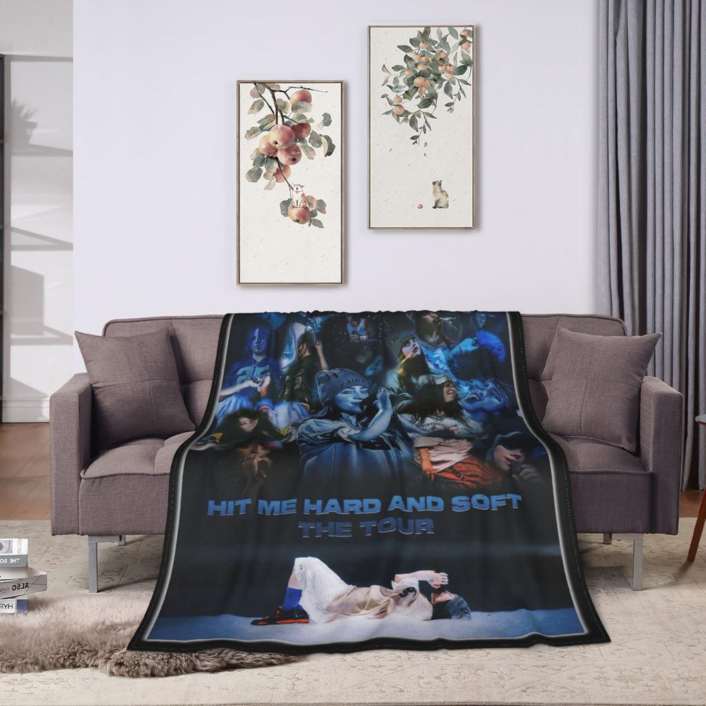 Aesthetic Bootleg B-Billies Eilish Hip Hop Blanket Fleece Decoration   Super Warm Throw Blankets for Sofa Office Bedspread