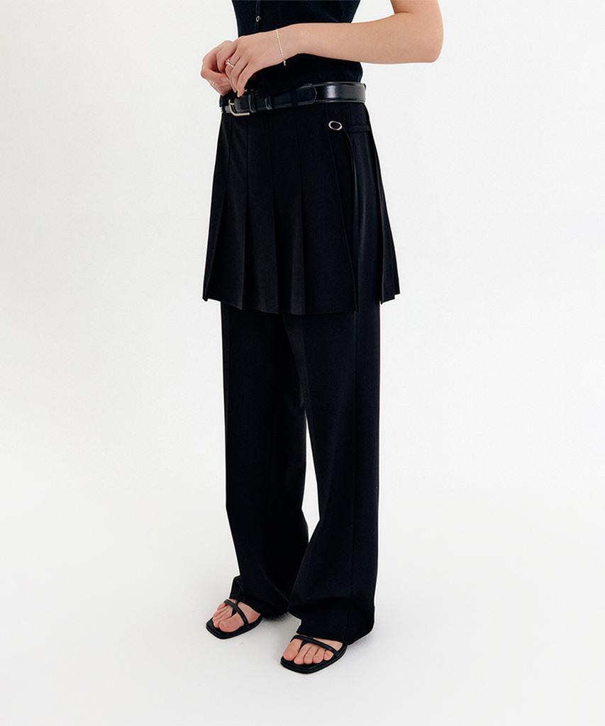 Lugkaeseuteu Bolin Pleated Layered Pants_Black