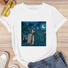 ZX TEE Van Gogh Printed Streetwear Fashion Girls T-Shirts Harajuku White Clothing Short Sleeve Summer Tees Casual Female O-Neck Tops