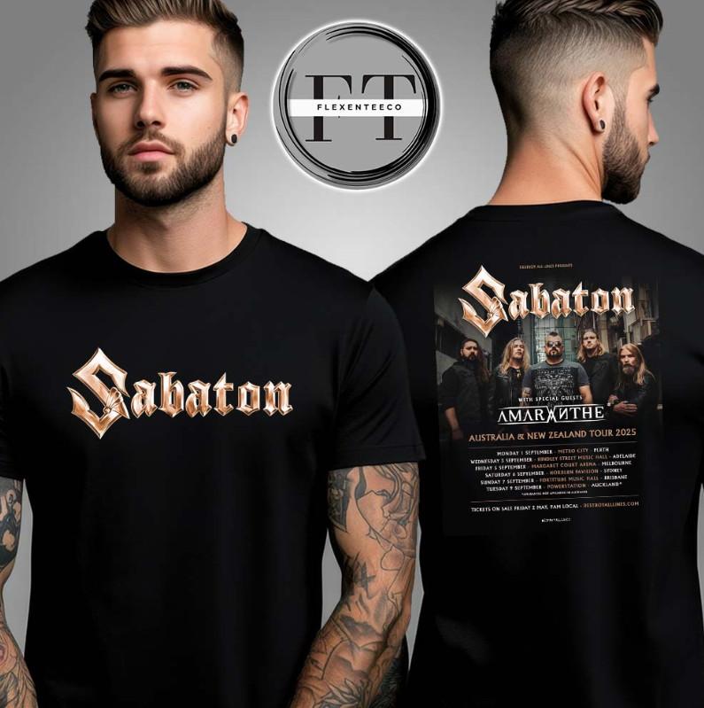Sabaton Австралия Новая Зеландия Тур Сентябрь 2025 Расписание Футболка Унисекс Футболка XXXXL