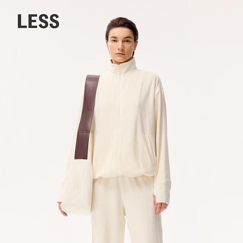 LESS 2024 Spring Cotton Blend Stand-Up Collar Sweatshirt L