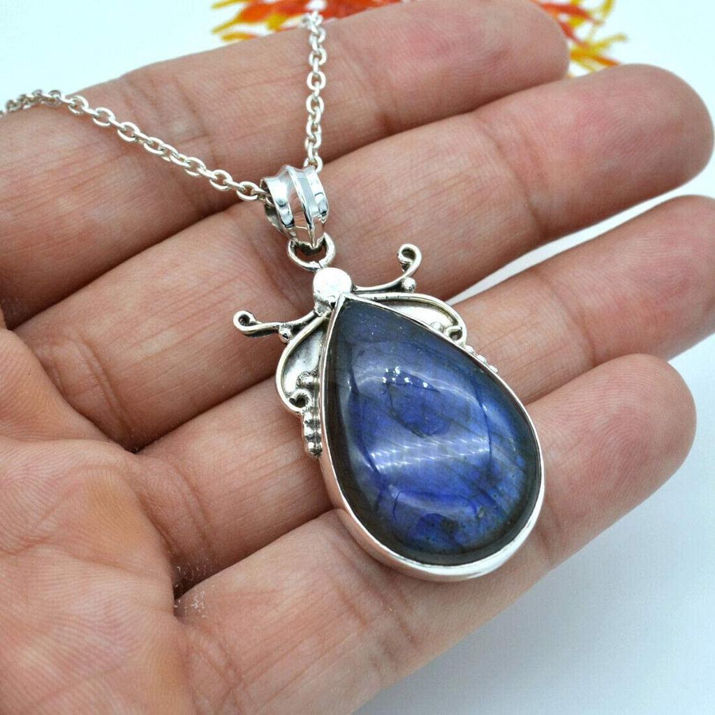 Labradorite Necklace, 925 Sterling Silver, Designer Necklace, Wedding Gift, Party Necklace, Handmade Jewelry, Boho Necklace