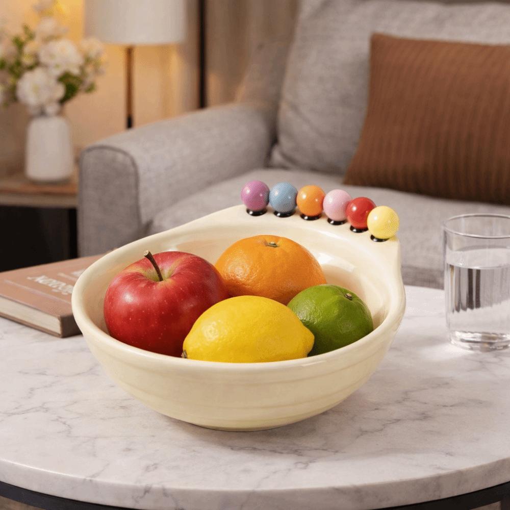 Decoration Fruit Bowl with Fork Geometric Pattern Snack Plate Fruit Serving Plate Household Use