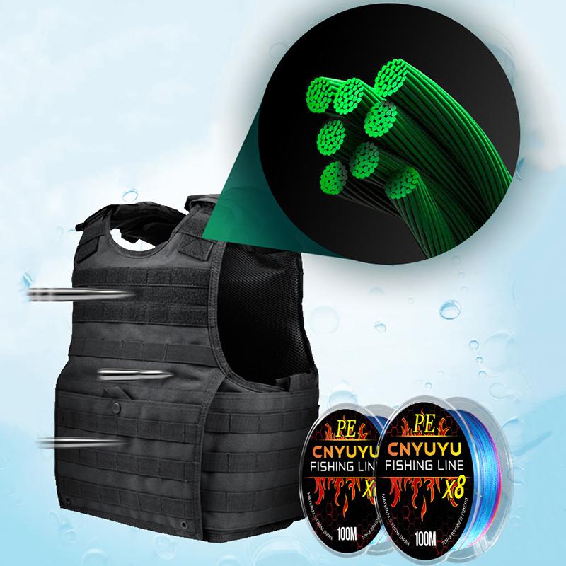 X8 Fili Intrecciati Linea da Pesca in PE 100M Linee Intrecciate Resistenti all'Abrasione Alte Prestazioni Linea da Pesca in PE Forte e Liscia
