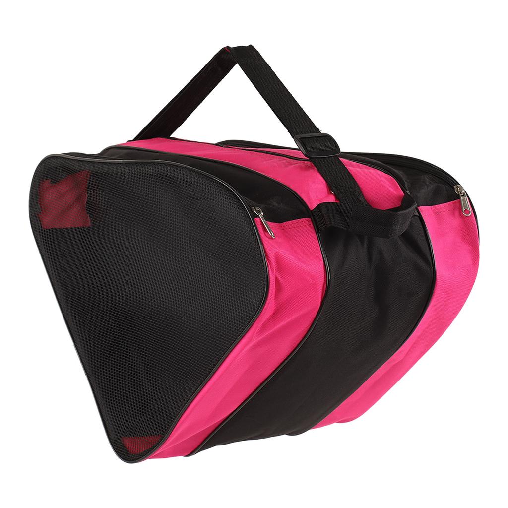 Skates Bag Thickened 3 Layers Triangle Waterproof Roller Skates Bag with Adjustable Strap for Outdoors Pink