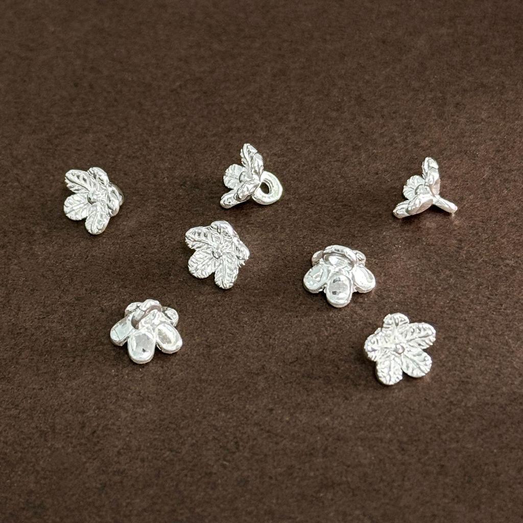 S999 Sterling Silver Flower Button Clasps for DIY Bracelets & Necklaces