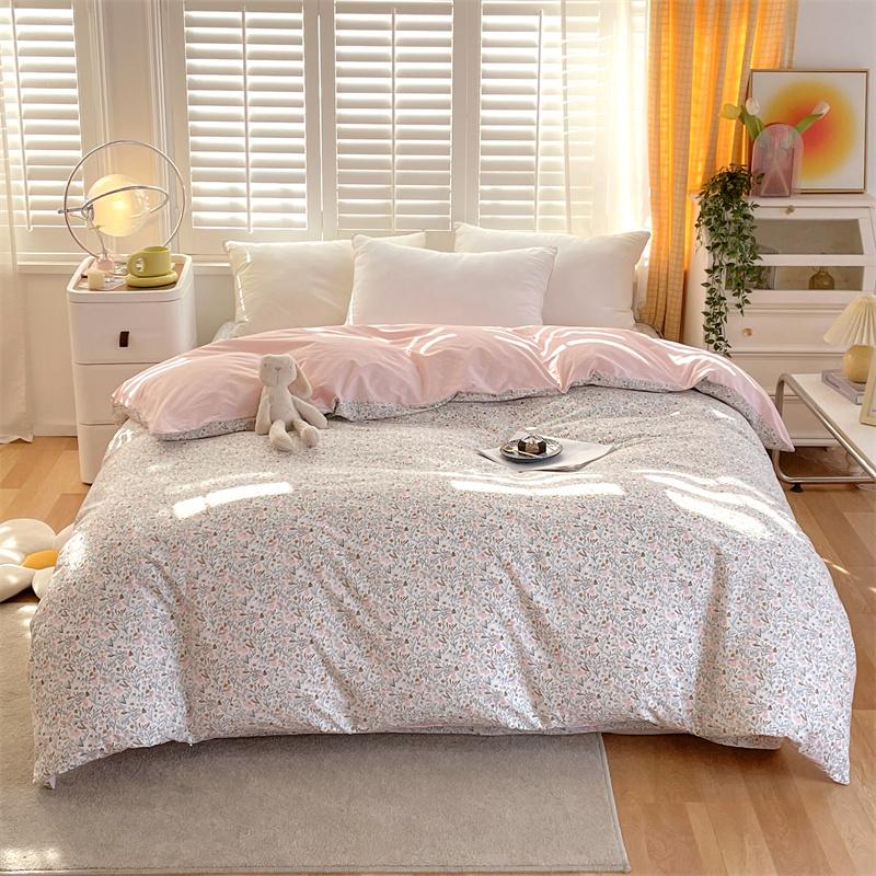 Floral Duvet Cover Botanical Flowers Pattern Bedding Cotton Comforter Cover Lightweight Boho Floral Quilt Cover for Girls Women