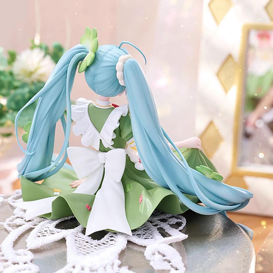 Anime Beautiful Girl Hatsune Miku Flower Fairy-Four-Leaf Clover PVC Animation Peripheral Desktop Decor Cute Ornaments Model Playthings