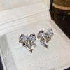 Elegant Zirconia Bow Stud Earrings for Women – High-End, Fashionable Design