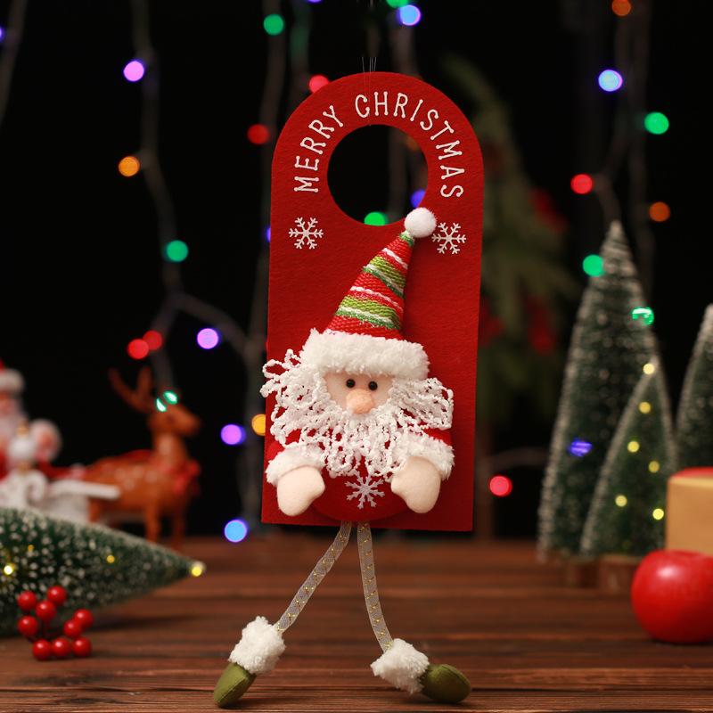 3pcs Christmas Door Knob Ornaments Festive Hanging Decorations Snowman Santa Claus Elk Ornaments for Home Party Xmas Tree Decor