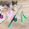 1Set Telescopic Cat Toy Fish Type Telescopic Feathers Funny Cat Stick Toys Pet Toy For Kitten Rods Simulation Fishing Rod