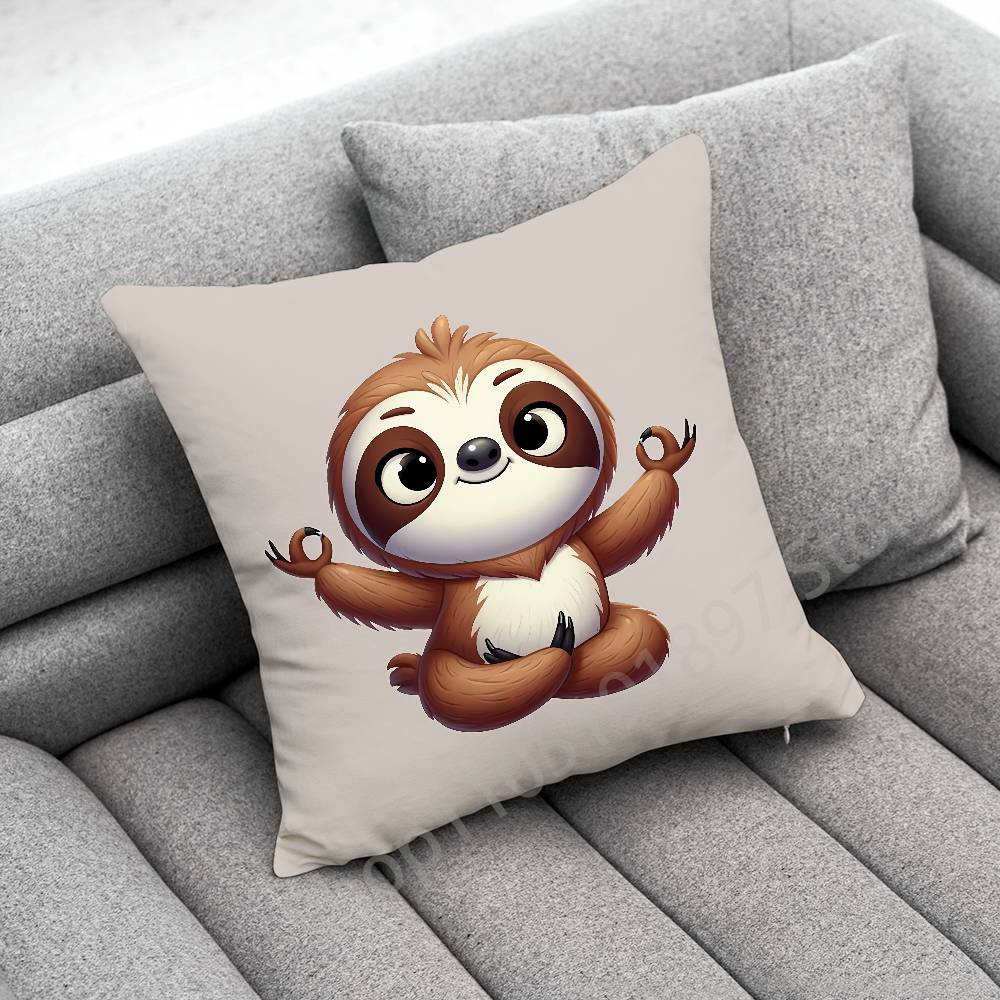 Yoga Sloth Sleep Cute Throw Pillow Case For 45*45cm 40cm 30cm 50cm 55cm Square Home Pillowcase Case