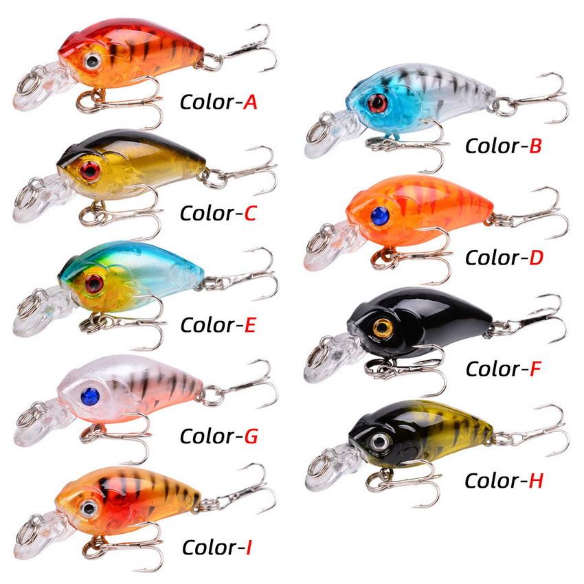 ABS 4.5cm Rocker Fat Minnow Artificial Hard Bait 4g Bionic Lure Plastic Mini Fish Bait with Hooks Saltwater Bass/Trout