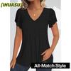 Blusas y Camisas Casuales de Moda para Mujer con Cuello en V y Manga Corta