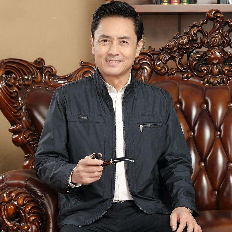 

Тонкая куртка для папы на весну и осень Верхняя одежда для мужчин среднего возраста Одежда для мужчин среднего и пожилого возраста Повседневная куртка 3XL