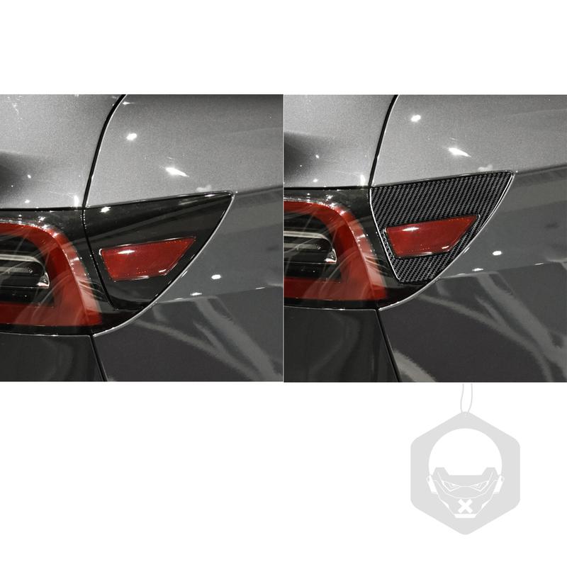 For Tesla Model Y + Model 3 2017- Real Carbon Fiber Universal Charging Port Trim Car Light Lamp Sticker Decoration Part