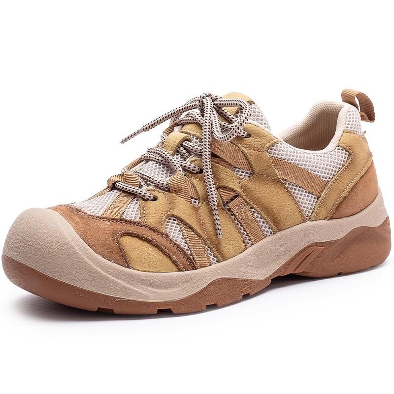 

Fashion GKTINOO 2025 Autumn New Breathable Mesh Mixed Colors Sneakers Genuine Leather Lace-up Casual Women s Shoes 40