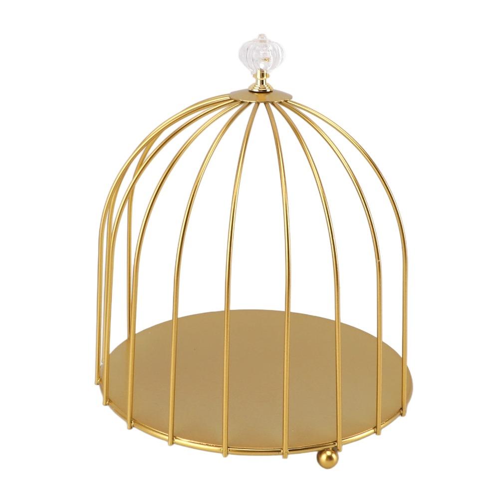 Iron Bird Cage Cosmetic Organizer Elegant Cosmetic Display Stand Cosmetics Display