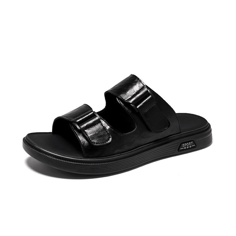 

Тапочки мужские летние повседневные односложные мужские уличные нескользящие износостойкие спортивные пляжные туфли 602-B 38 чёрный