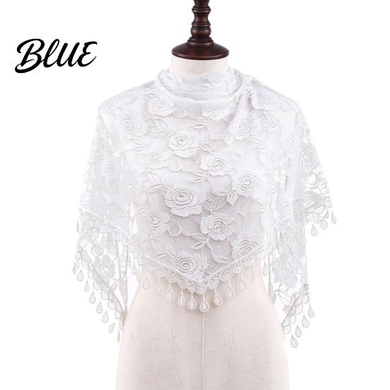Boho Lace Scarf for Daily Use Floral Shawl with Tassels Women Elegant Sheer Wrap Wedding Head Church Evening Party Lightweight Rose Jacquard Fringed