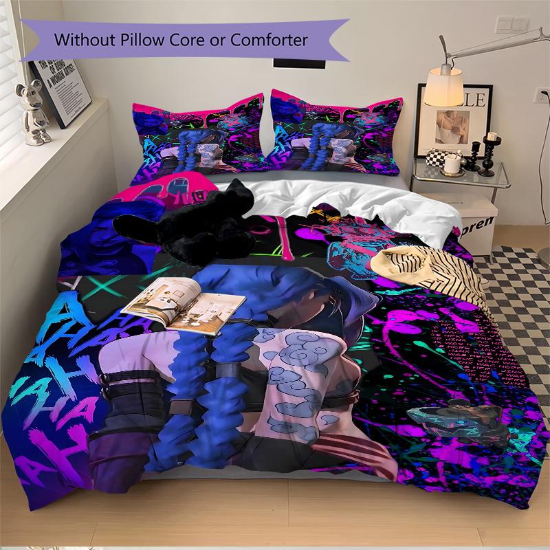 3Pcs Neon Cyberpunk Dreamscape Bedding Sets For All Sizes New 3D Printed Bed Cover Comforter Duvet Cover Pillowcase Bedroom Decoration