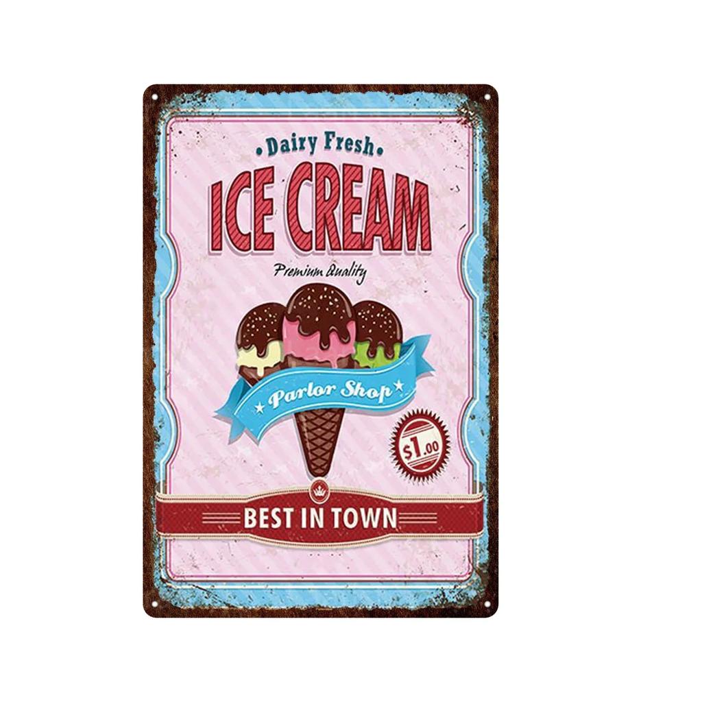Soft Serve Ice Cream Iron Poster Painting Tin Sign Vintage Wall Decor for Cafe Bar Pub Home Beer Decoration Crafts