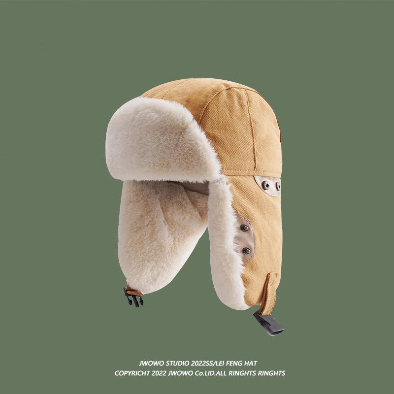 Lei Feng Winter Hat: Men & Women's Thick, Warm, Velvet-Lined Ski Beanie with Ear Protection for Cold-Weather Riding.