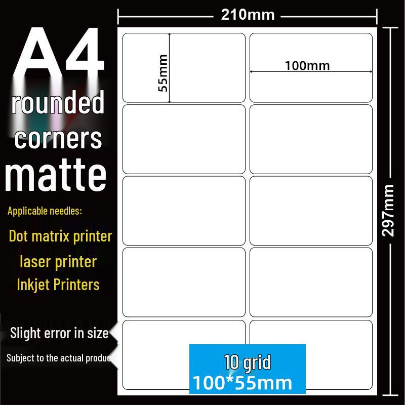 A4 Matte Self-Adhesive Printing Paper - 100 Sheets
