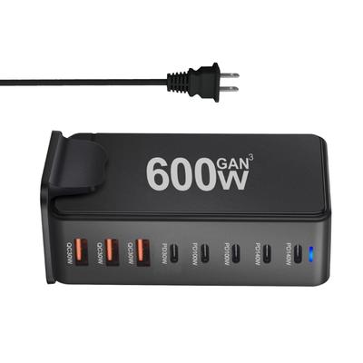 600W Multi-Port USB-C-Ladegerät 8 Geräte Gleichzeitiges Laden PD140W Netzteil für Laptops Tablets Handys