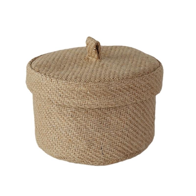 Jute Storage Basket Desktop Hand-Woven Baskets Needle Thread Bag Snacks Cosmetics Container for Home Office Dropshipping