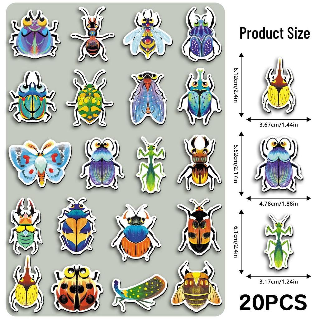 20 Creative Fun Cartoon Insect Soft Magnetic Stickers for File Cabinets & Refrigerators