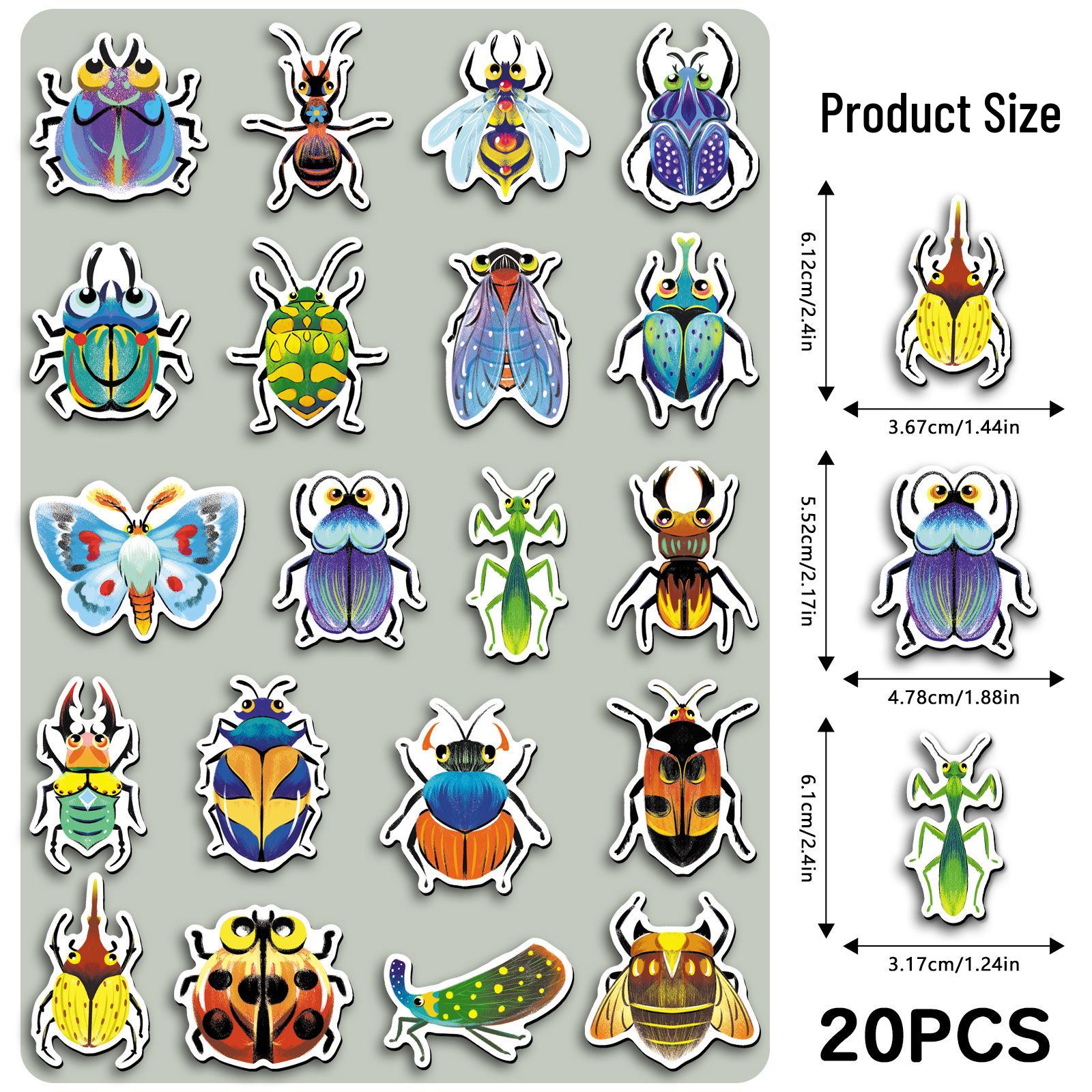 

20 Creative Fun Cartoon Insect Soft Magnetic Stickers for File Cabinets & Refrigerators 5.5-8.5 CM