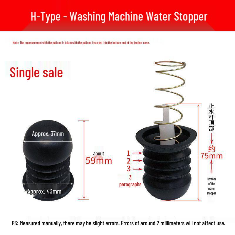 Rubber Drain Plug & Sleeve with Spring for Semi-Automatic Twin Tub Washing Machine