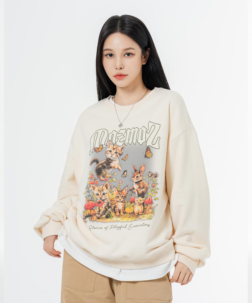 MOZMOZ Soft Terry Nature Oversized Sweatshirt Cream
