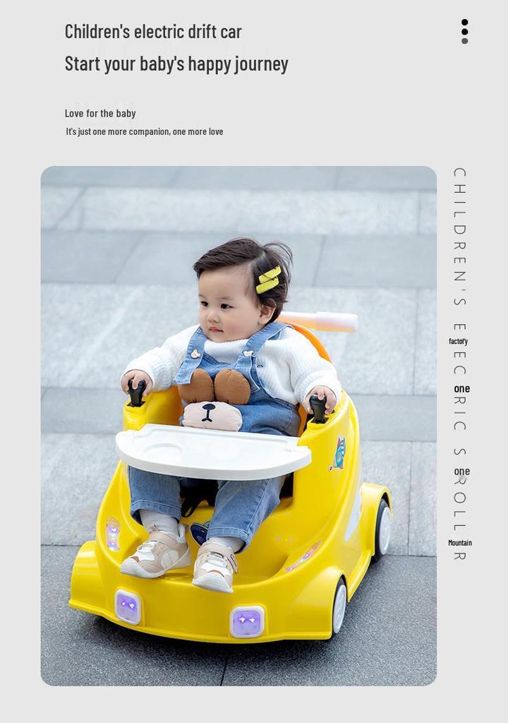 4-Wheel Electric Drift Car for Kids with Tray, Indoor/Outdoor Use, Remote Control, Forward/Backward Rotation, Free Shipping